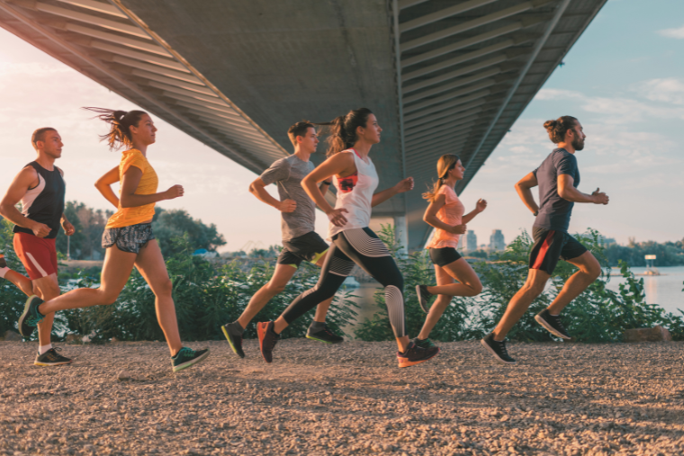 several people running outdoors