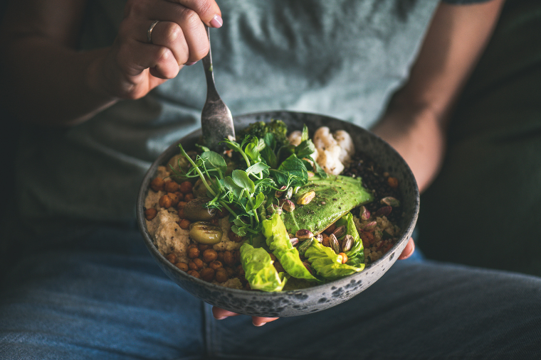 person eating healthy meal